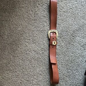 Michael Kors Brown Leather Belt with Gold Buckle